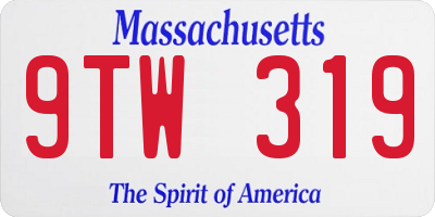 MA license plate 9TW319