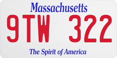 MA license plate 9TW322