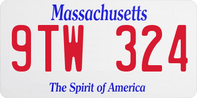 MA license plate 9TW324