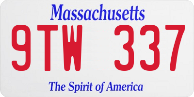 MA license plate 9TW337