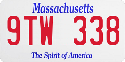 MA license plate 9TW338