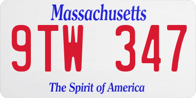 MA license plate 9TW347