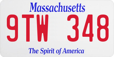 MA license plate 9TW348