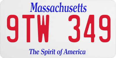 MA license plate 9TW349