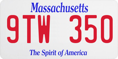 MA license plate 9TW350