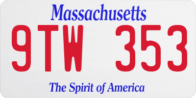 MA license plate 9TW353