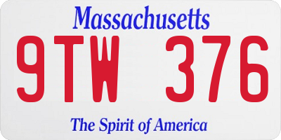 MA license plate 9TW376