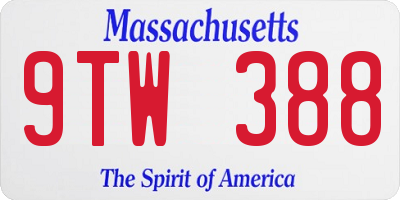 MA license plate 9TW388