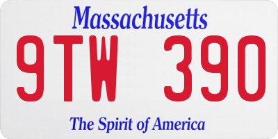 MA license plate 9TW390