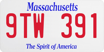 MA license plate 9TW391