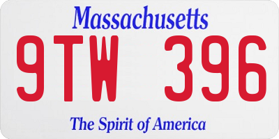 MA license plate 9TW396