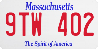 MA license plate 9TW402