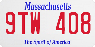 MA license plate 9TW408