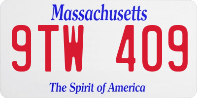MA license plate 9TW409