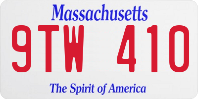 MA license plate 9TW410
