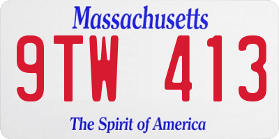 MA license plate 9TW413