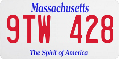 MA license plate 9TW428