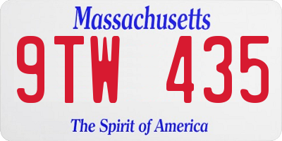 MA license plate 9TW435