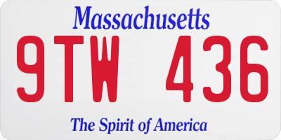 MA license plate 9TW436