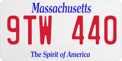 MA license plate 9TW440