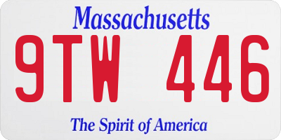 MA license plate 9TW446