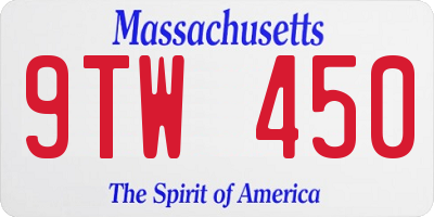 MA license plate 9TW450