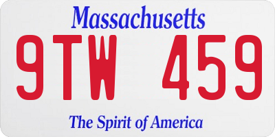 MA license plate 9TW459