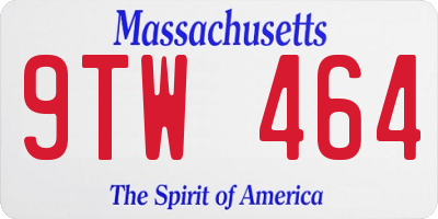 MA license plate 9TW464