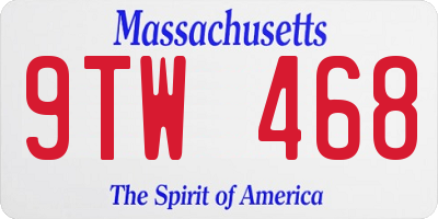 MA license plate 9TW468