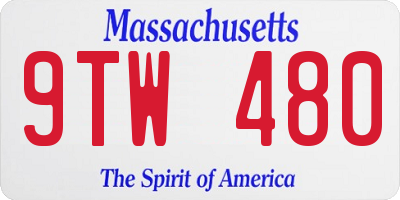 MA license plate 9TW480
