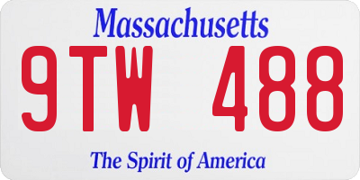 MA license plate 9TW488