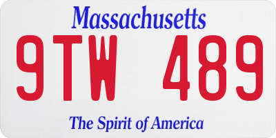 MA license plate 9TW489