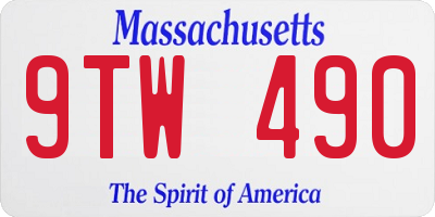MA license plate 9TW490