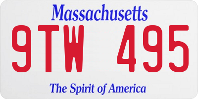 MA license plate 9TW495