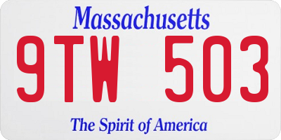 MA license plate 9TW503