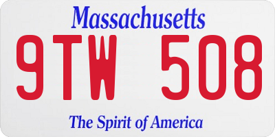 MA license plate 9TW508
