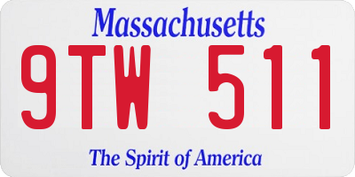 MA license plate 9TW511