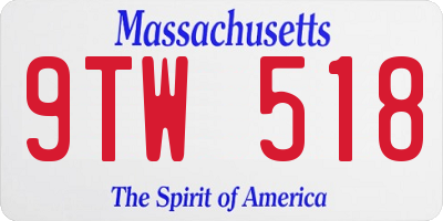 MA license plate 9TW518