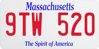 MA license plate 9TW520