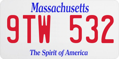 MA license plate 9TW532