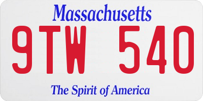 MA license plate 9TW540