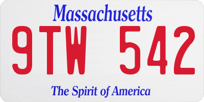 MA license plate 9TW542