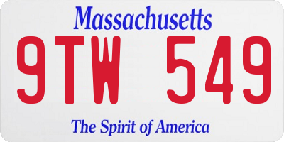 MA license plate 9TW549