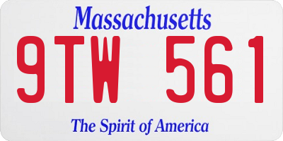 MA license plate 9TW561