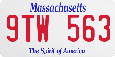 MA license plate 9TW563
