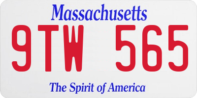 MA license plate 9TW565