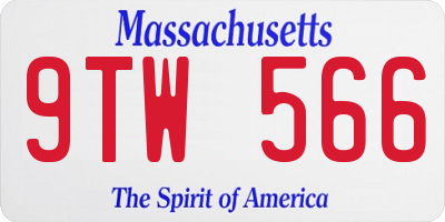 MA license plate 9TW566