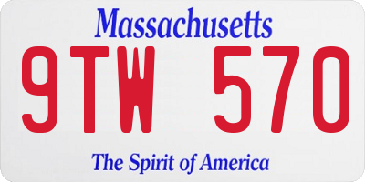 MA license plate 9TW570