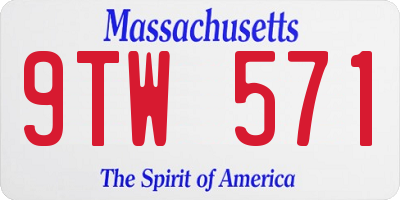 MA license plate 9TW571
