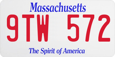 MA license plate 9TW572